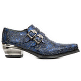 NEW ROCK - M-7960-S7 Men's Blue Leather Steel Embossed Ankle Boots
